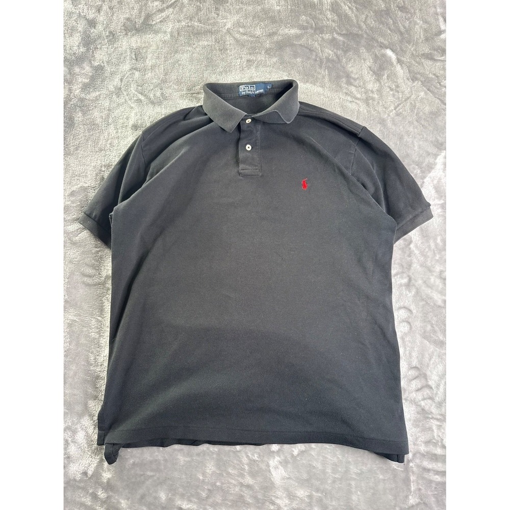 Polo Ralph Lauren Classic Fit Polo Shirt Mens Large Black Red Pony Pique Cotton